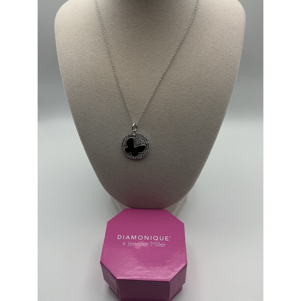 Diamonique x Jennifer Miller Butterfly CZ Necklace Sterling Silver J449226 Box